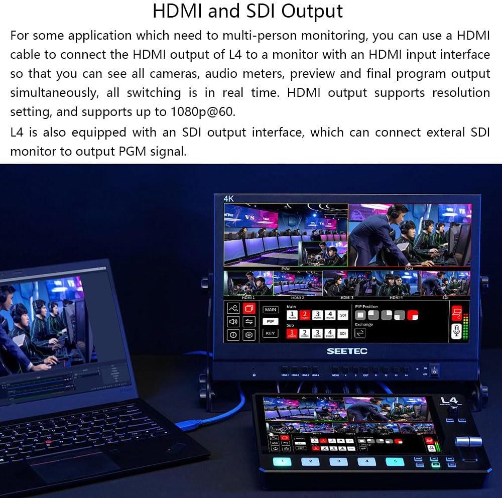 Feelworld L4 Multi-camera 5 chanel HD Video Mixer Switcher 10.1 inch