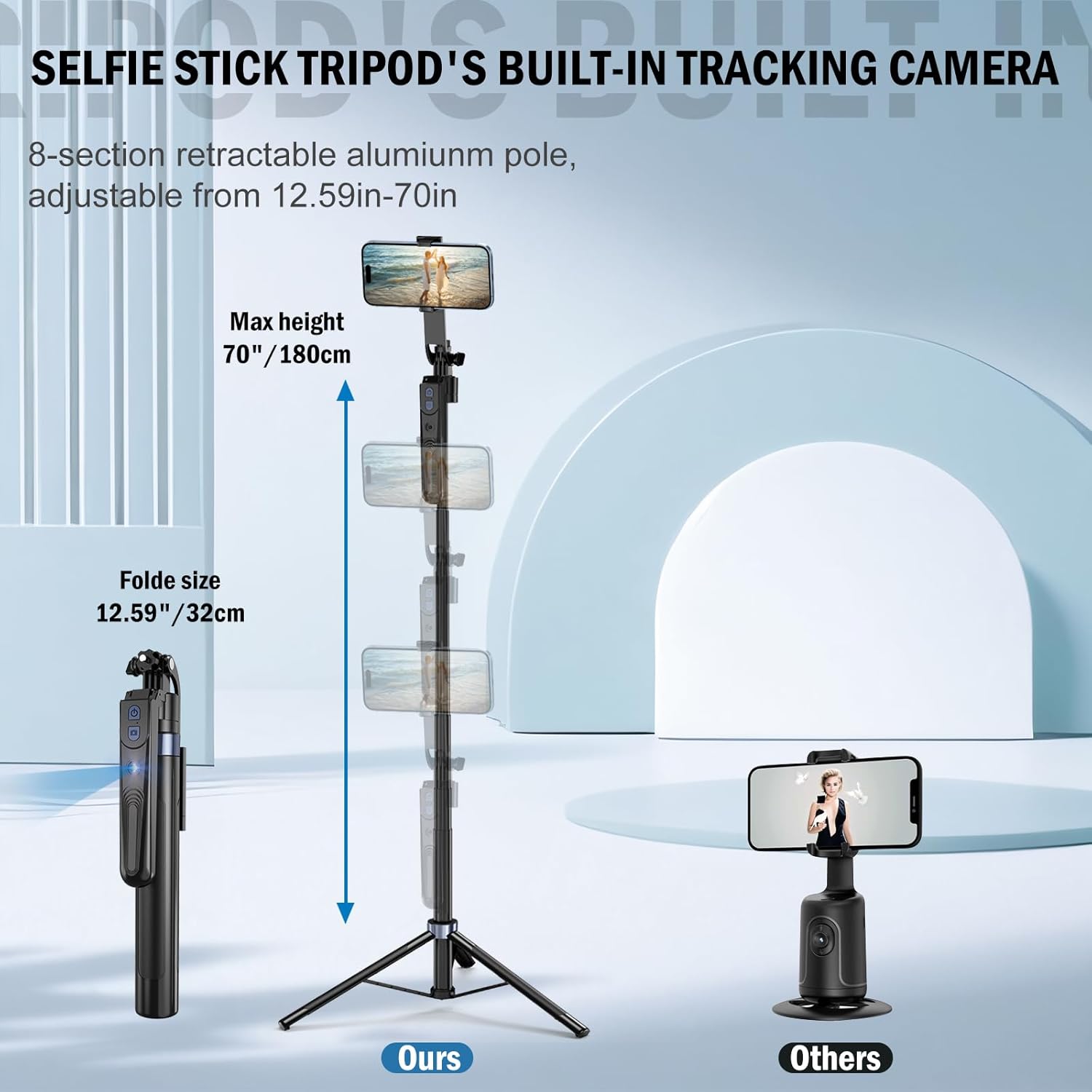 Auto Face Tracking Tripod 360 Rotation with Stand
