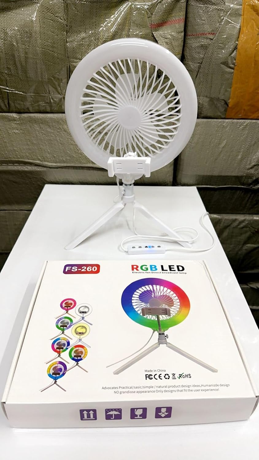 RGB LED Electric Fan Direct Broadcast Lamp
