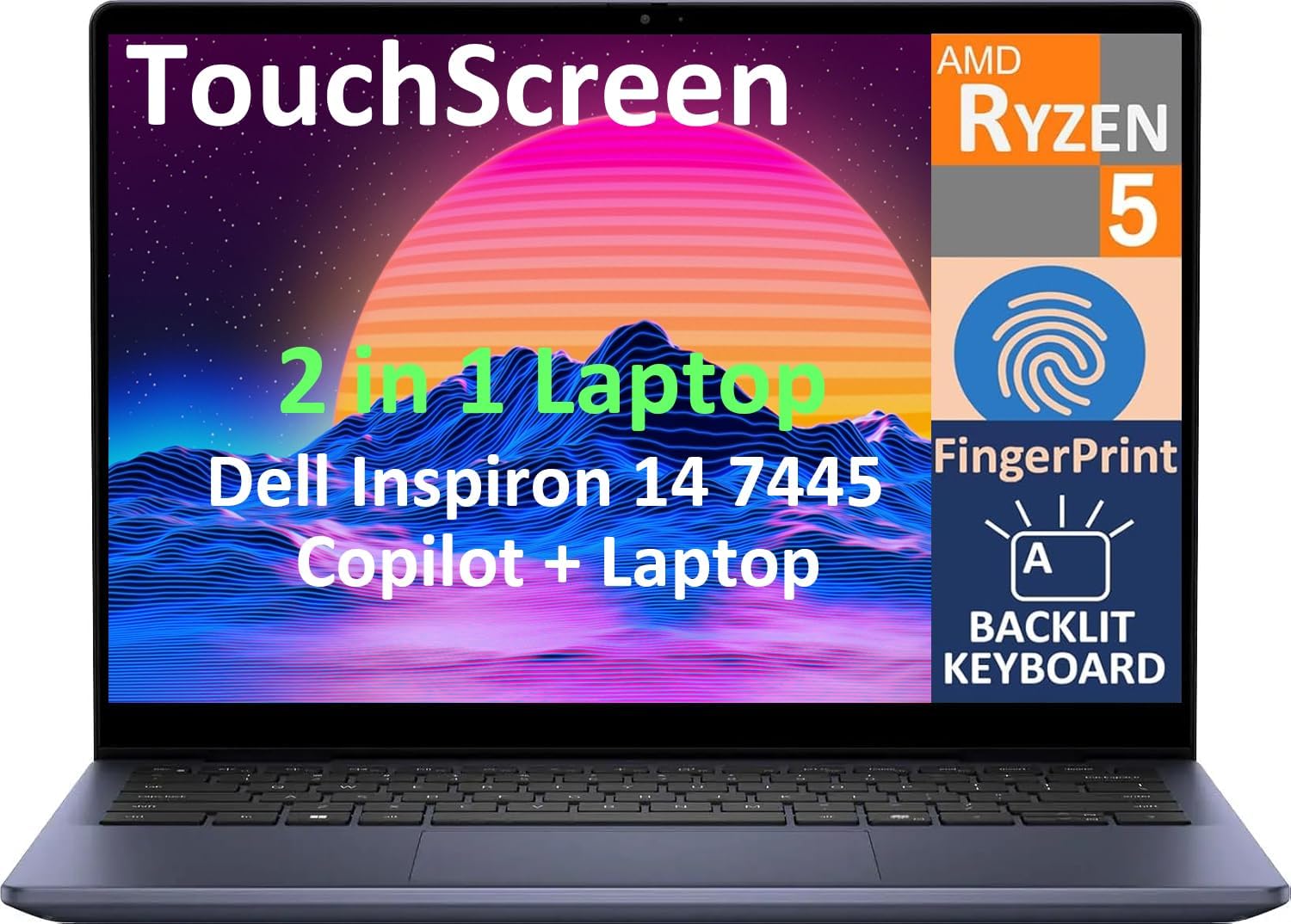 Dell Inspiron 14 7445 2-in-1 Business Laptop, 14.0