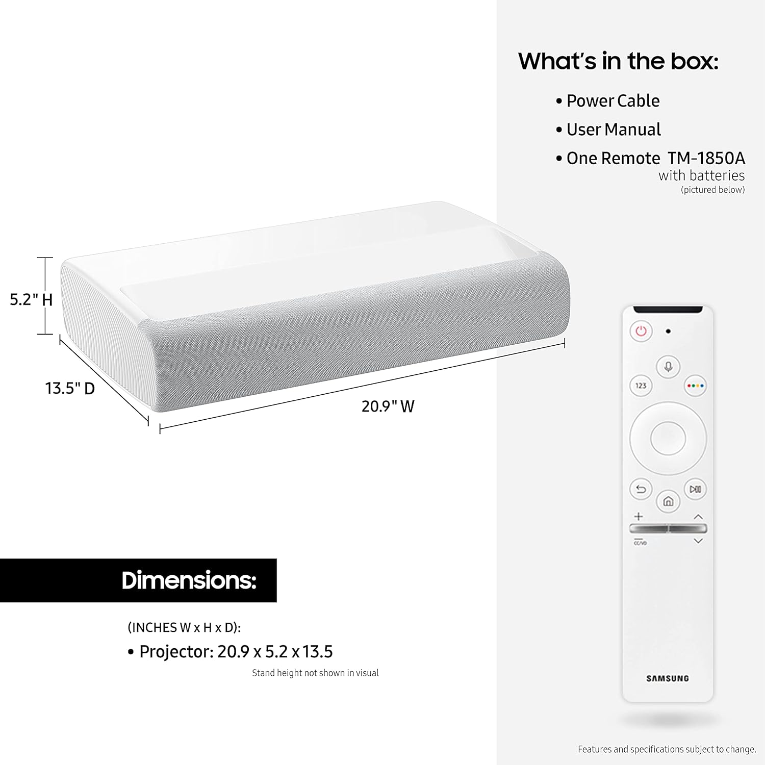 Samsung Projector SP-LSP7TUAXGH 120 inch