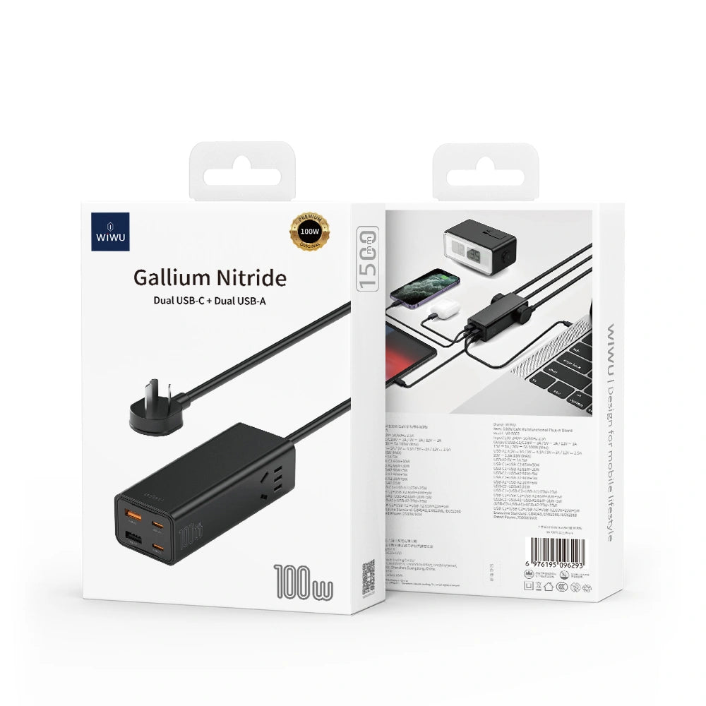 Wiwu Desktop Powerstrip Gallium Nitride Dual USB-C + Dual USB-A