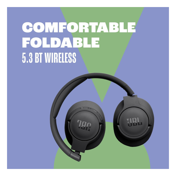 JBL Tune 720BT - Wireless Over-Ear Headphones Pure Bass Sound, Bluetooth 5.3, Up to 76H Battery Life and Speed Charge, Lightweight, Comfortable and Foldable Design (Blue)