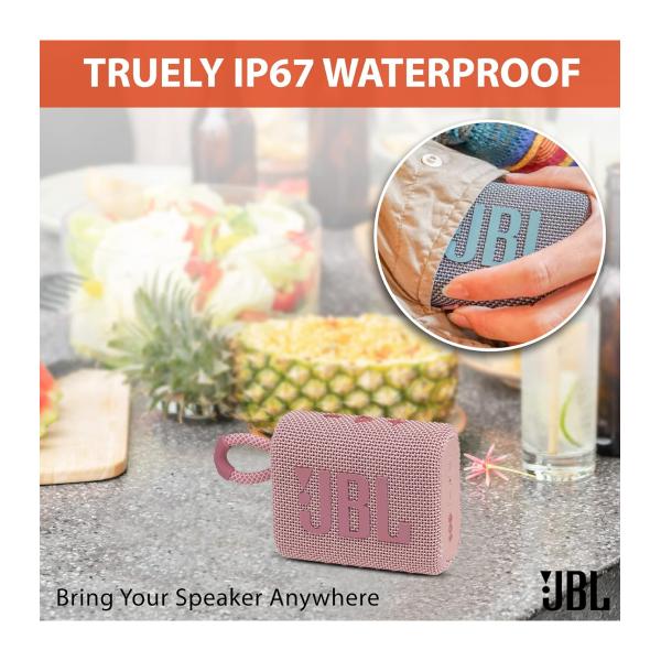 JBL Go 3 Portable Bluetooth Wireless Speaker, IP67 Waterproof and Dustproof Built-in Battery - Black