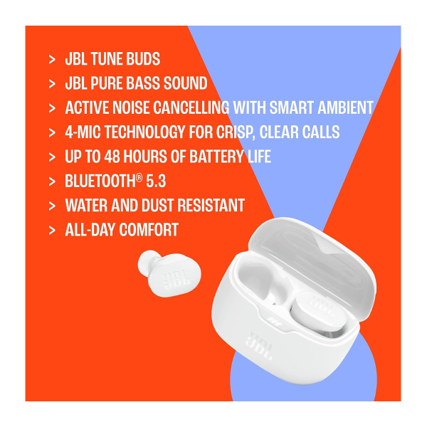 JBL Tune Buds - True Wireless Noise Cancelling Earbuds (Black), Small