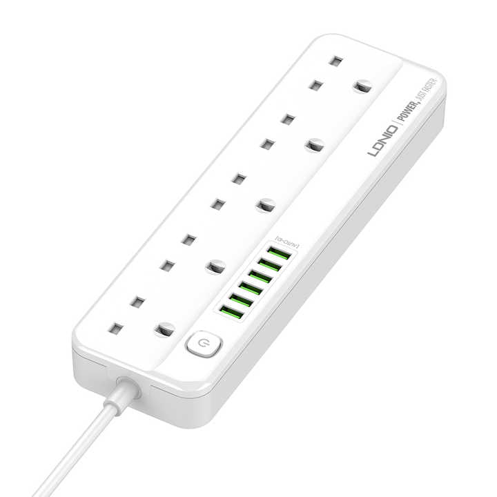 LDNIO Fast  Charging Expert 25000W 6USB identify Automatically 5 Power Socket