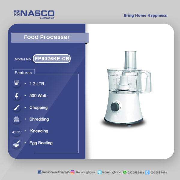 NASCO 1.2LTR 400-watt FOOD PROCESSOR FP9026KE-CB