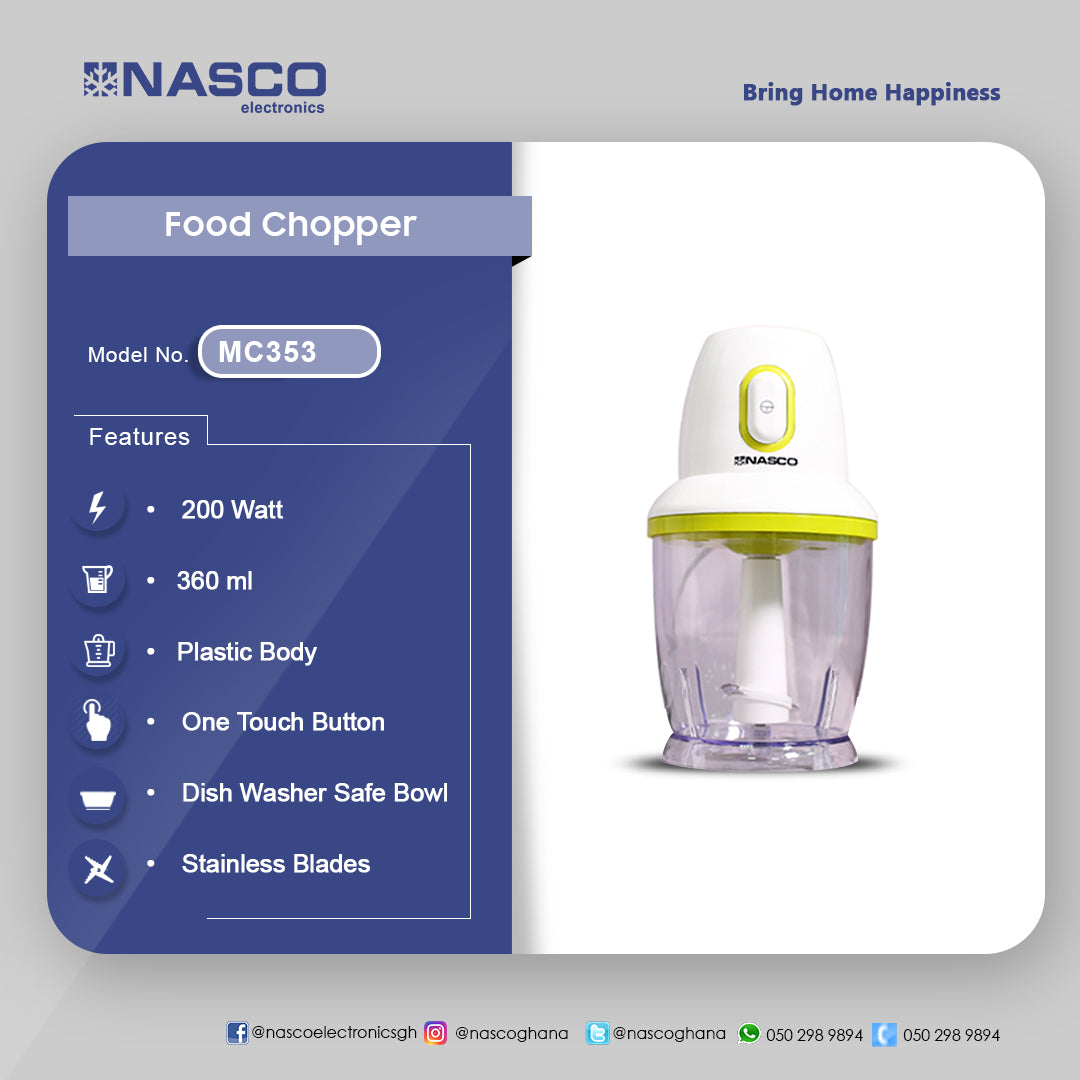 Nasco Food Chopper - 360ml 200watts MC353