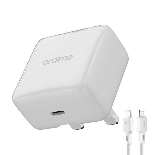 Oraimo Gan Faster PowerCube 20 chic 20W - Engineered for IOS phones (Black/White)