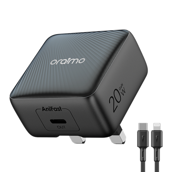 Oraimo Gan Faster PowerCube 20 chic 20W - Engineered for IOS phones (Black/White)