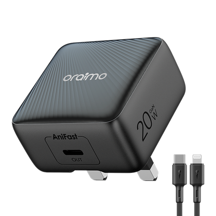 Oraimo Gan Faster PowerCube 20 chic 20W - Engineered for IOS phones (Black/White)
