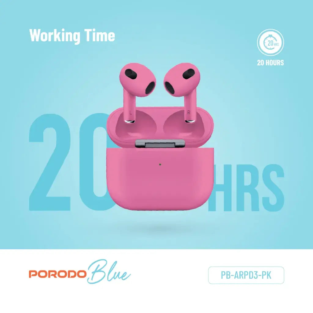 Porodo Blue Wireless Earbuds 3 - Pink.