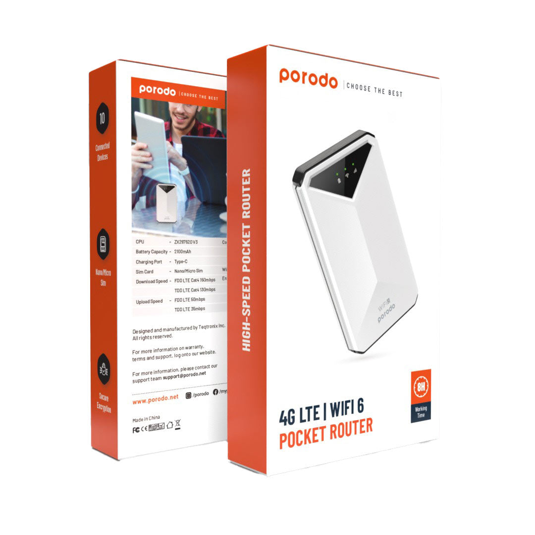 Porodo 4G LTE | WIFI 6 Pocket Router