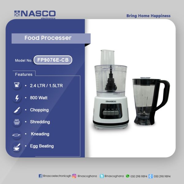 NASCO 2.4LTR 800-watt FOOD PROCESSOR NAS-FP9076E-CB – BestPrice Ghana