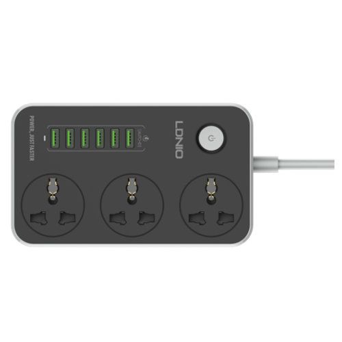 LDNIO Fast  Charging Expert 25000W 6USB identify Automaticly 3 Power Socket
