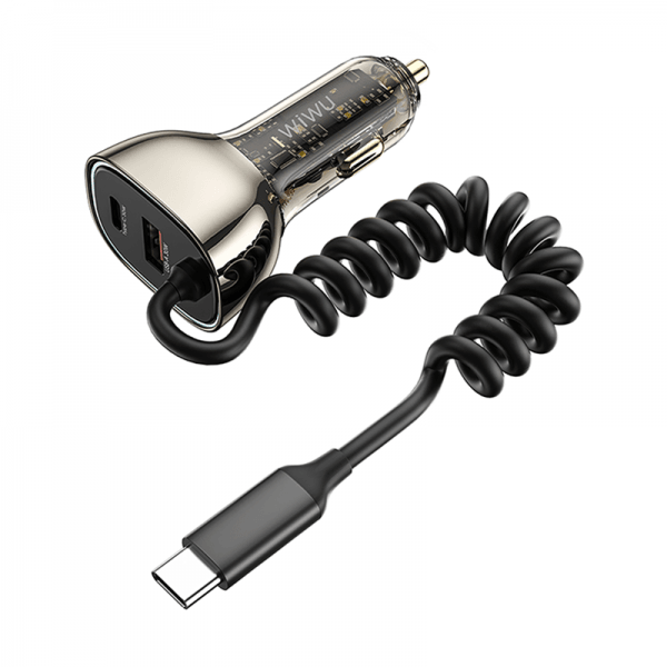 Wiwu Dual Port USB-A + USB-C Pad 90W Car Charger