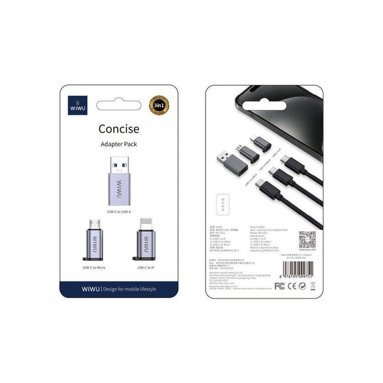 WiWU Concise 3-in-1 Adapter Pack Grey